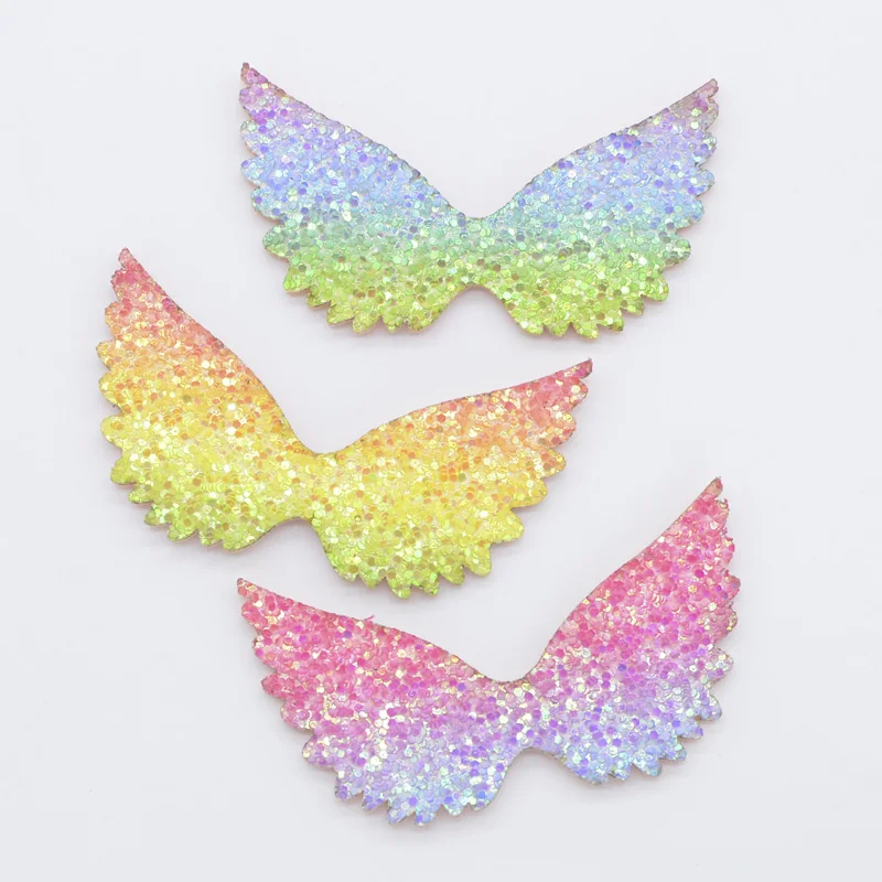Iridescence 5 12 шт. в партии, 6 см на подкладке с блестками; наряд для Радужный ткань радужные патчи толстовка с капюшоном, надписью «Angel» и принтом «крылышки горный хрусталь аппликации для DIY аксессуары головных украшений Декор H98 - Цвет: Iridescence 5