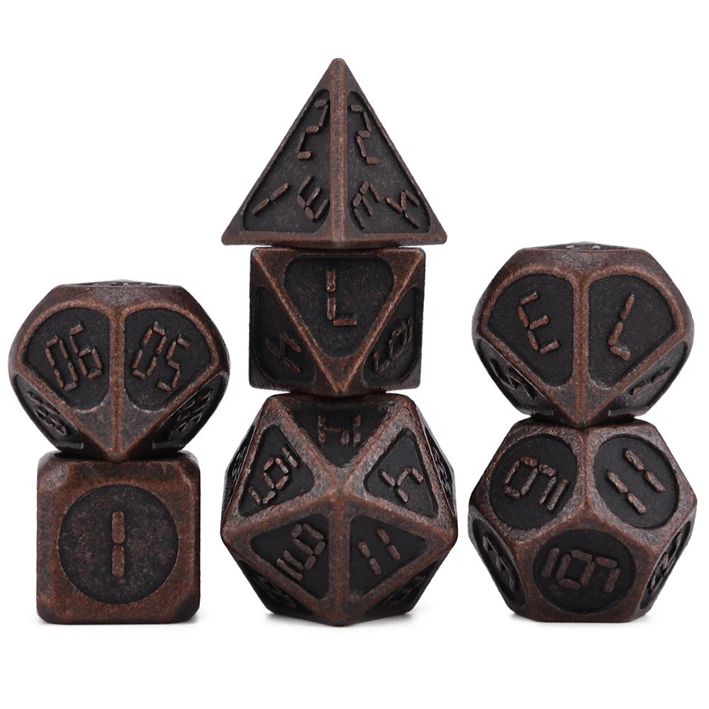 Цифровые металлические кубики с мягким шнурком для настольных игр DnD D4 D6 D8 D10 D% D12 D20