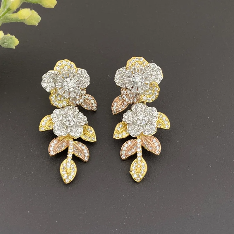 

Vanifin Fashion Jewelry Graceful Vine Flower Micro Plated Earrings For Women Wedding Banquet Daily Popular Best Gifts