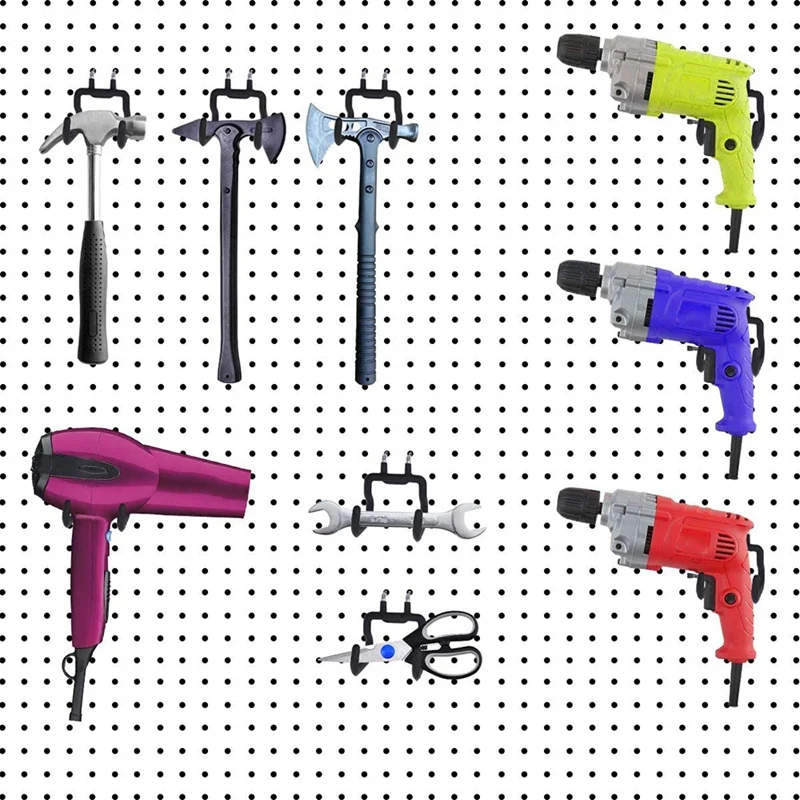 

6PCS Pegboard Drill Holder Pegboard Hooks Pegboard Accessories for Organize Tools, Workbench, Garage Storage, Kitchen