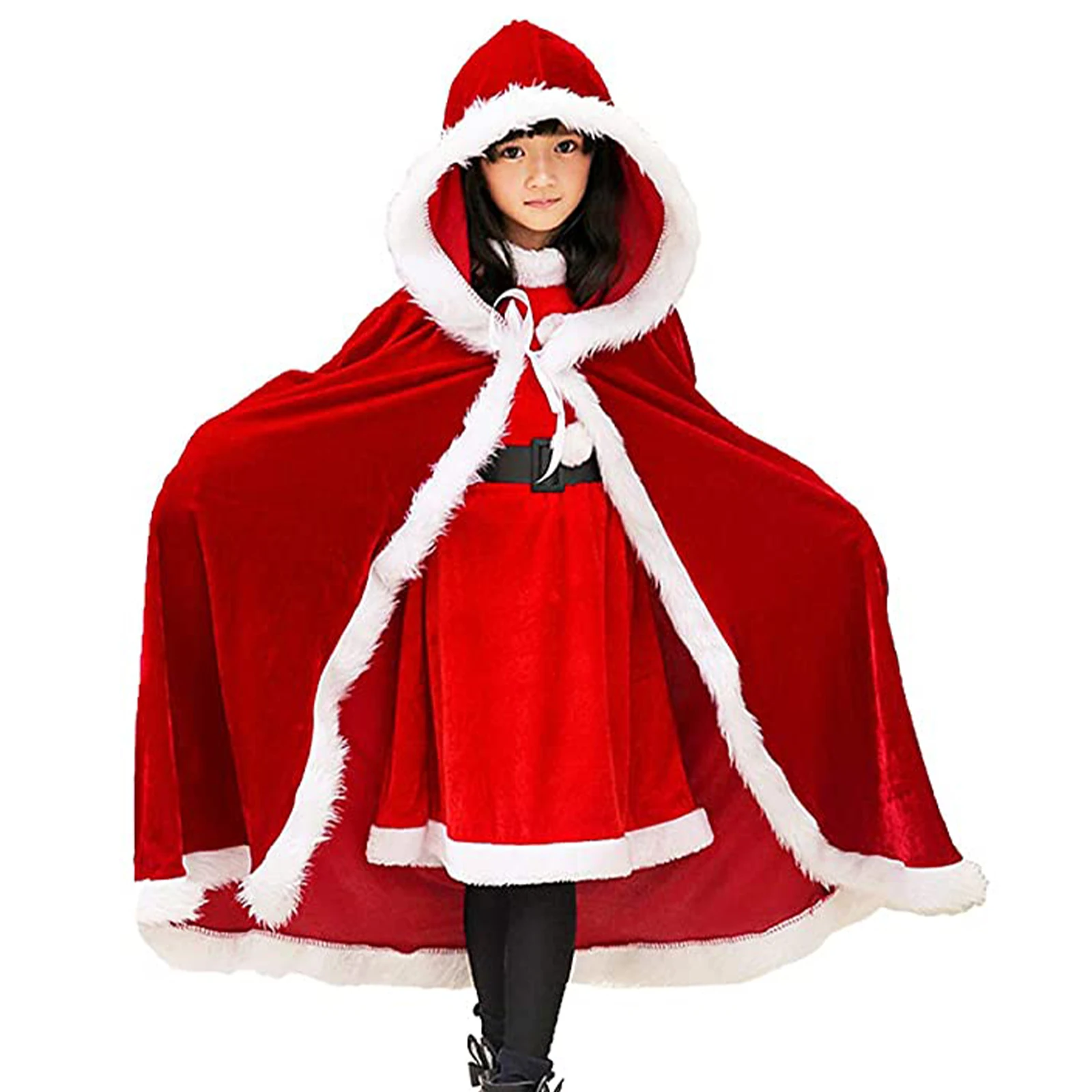 

Рождественский костюм, накидка Деда Мороза миссис, бархатная красная накидка с капюшоном 1,5, маскарадное платье с рождественскими шапками д...