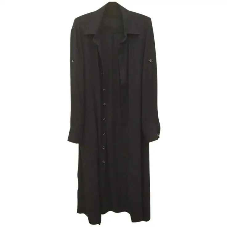 

Street hip hop punk men long shirt side split black shirts nightclub men hiphop loose blouse casual stage long jacket for man