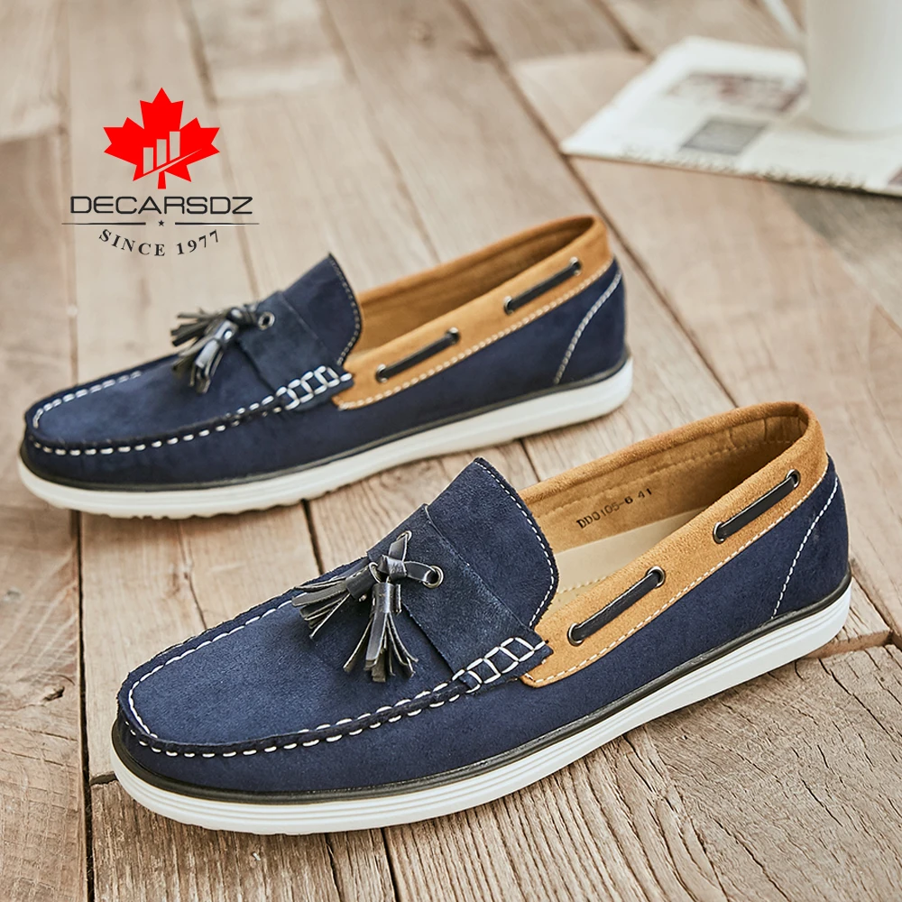 DECARSDZ Men Loafers 2022 New Spring Shoes Suede Leather Casual Comfy Slip-on Fashion Drive footwear Boat | Обувь