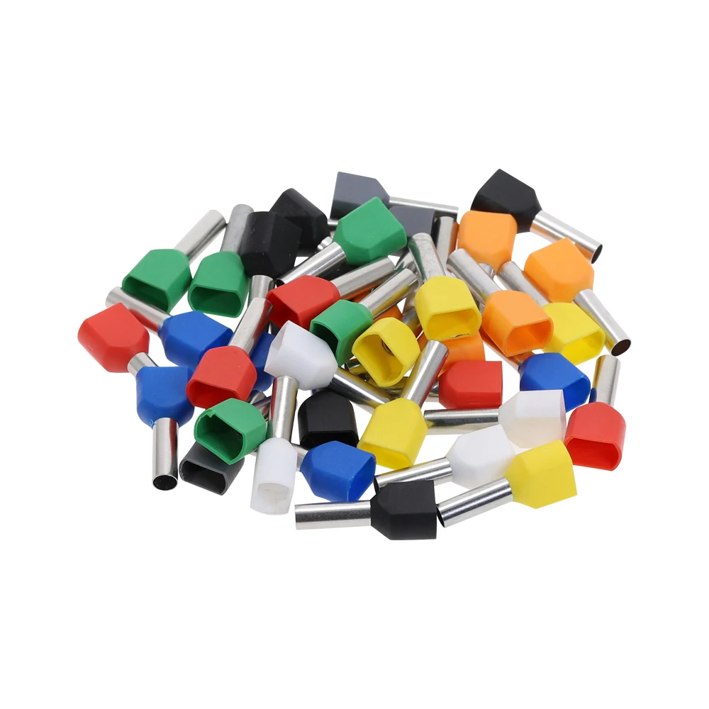 100 шт. двухтрубный изолированный холодный пресс терминал игла многоцветная по