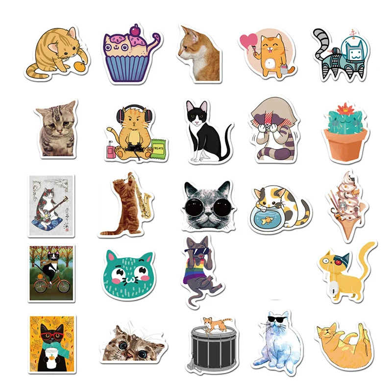 

100 Pcs Cute cat PVC paper stickers DIY planner decoration scrapbook diary stationery doodle stationery stickers children gifts