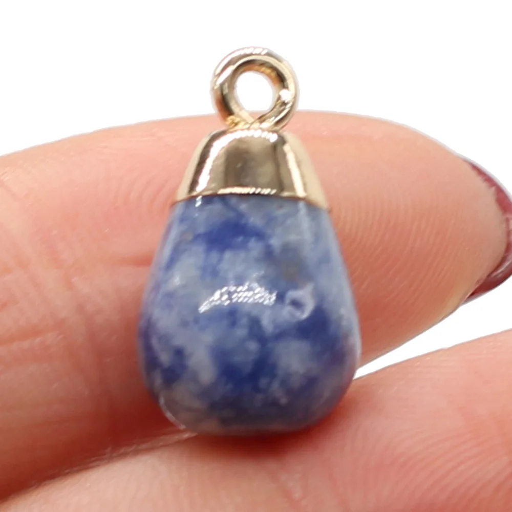 

2Pcs Natural Stone Pendants Hand-Carved Fat Drop-Shaped Agate Green Aventurine Pendant For Jewelry Making DIY Necklaces 10x18mm