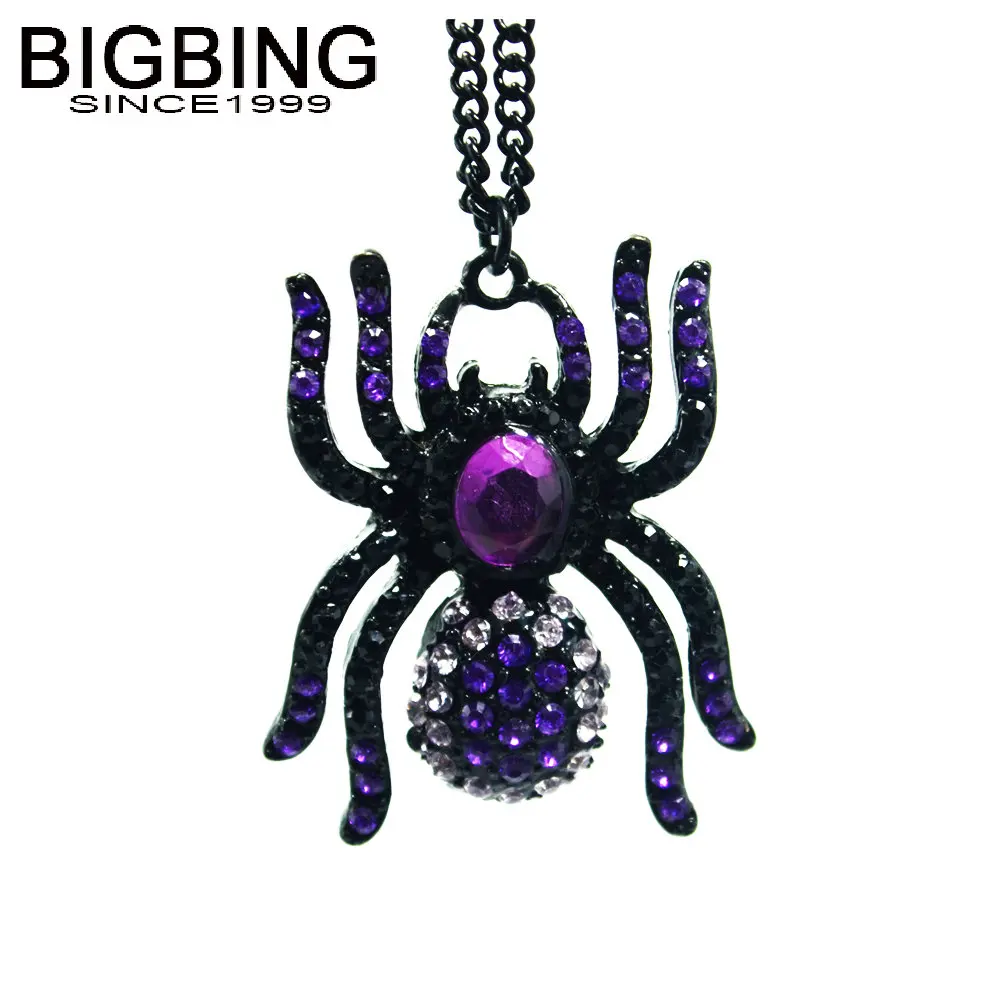 R134 BIGBING модные ювелирные изделия Хэллоуин Черный Фиолетовый Кристалл Паук