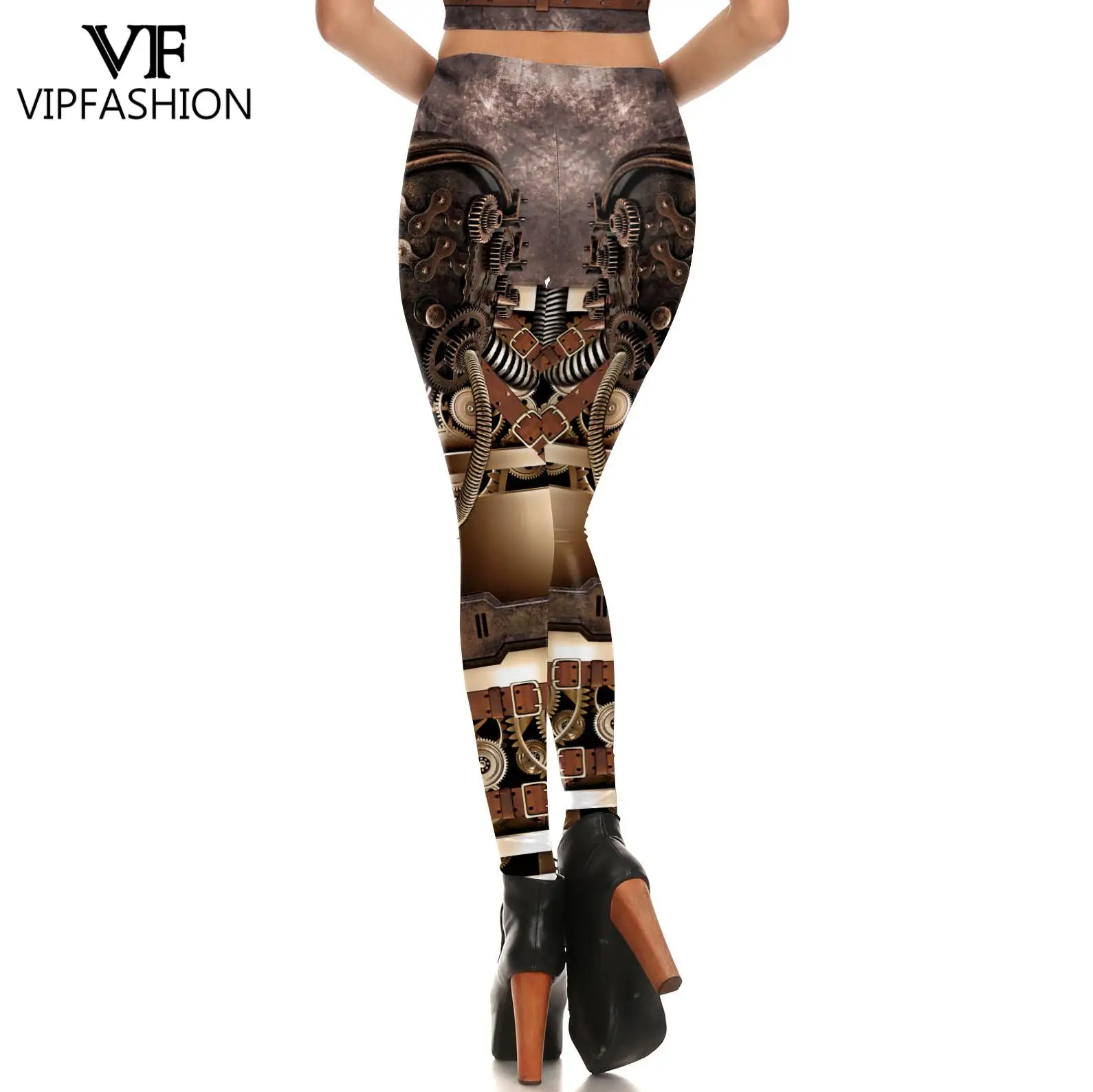 

VIP FASHION New Arrival Women Legging Steampunk Gear Printed Elastic Leggins Trousers Women Slim Workout Leggings Trousers