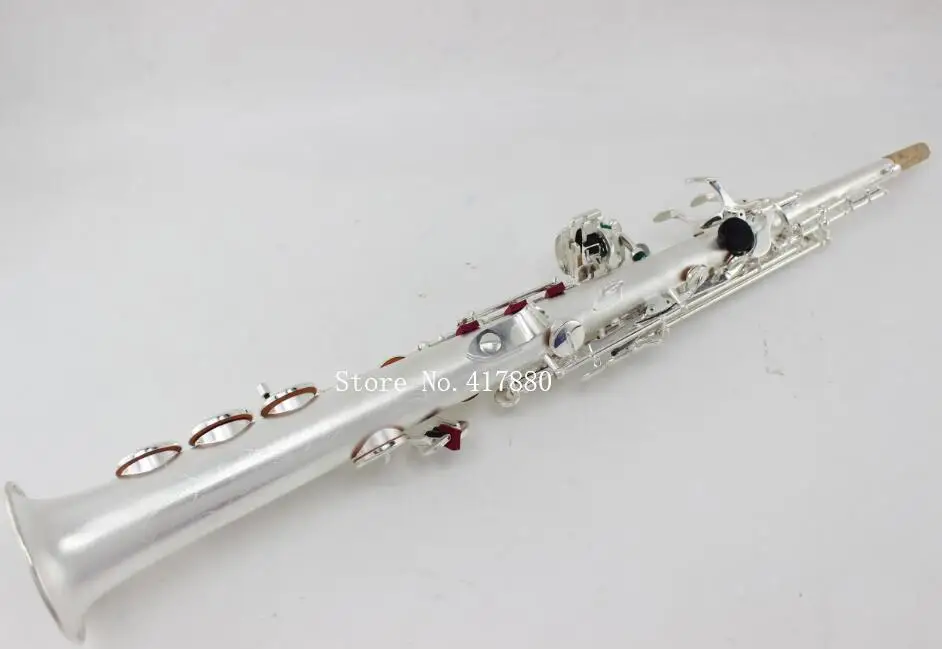 Мягкий матовый посеребренный саксофон сопрано с прямой трубкой