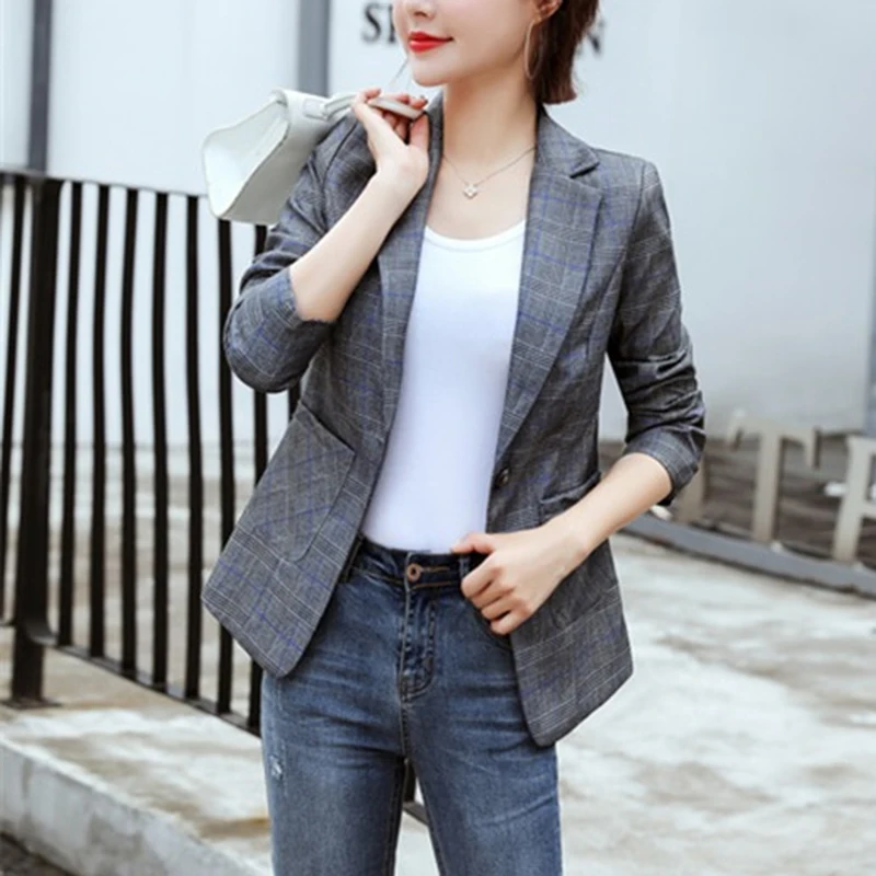 Весна Осень Новый плюс размер женский корейский короткий пиджак Повседневный