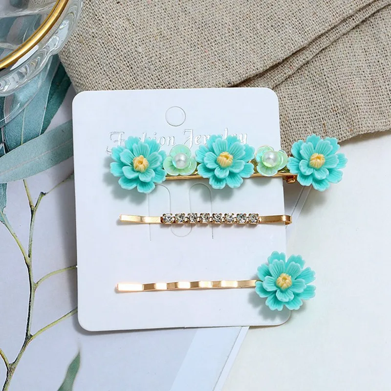 3 шт./компл. заколка для волос с цветком/заколка/палочка женщин со стразами