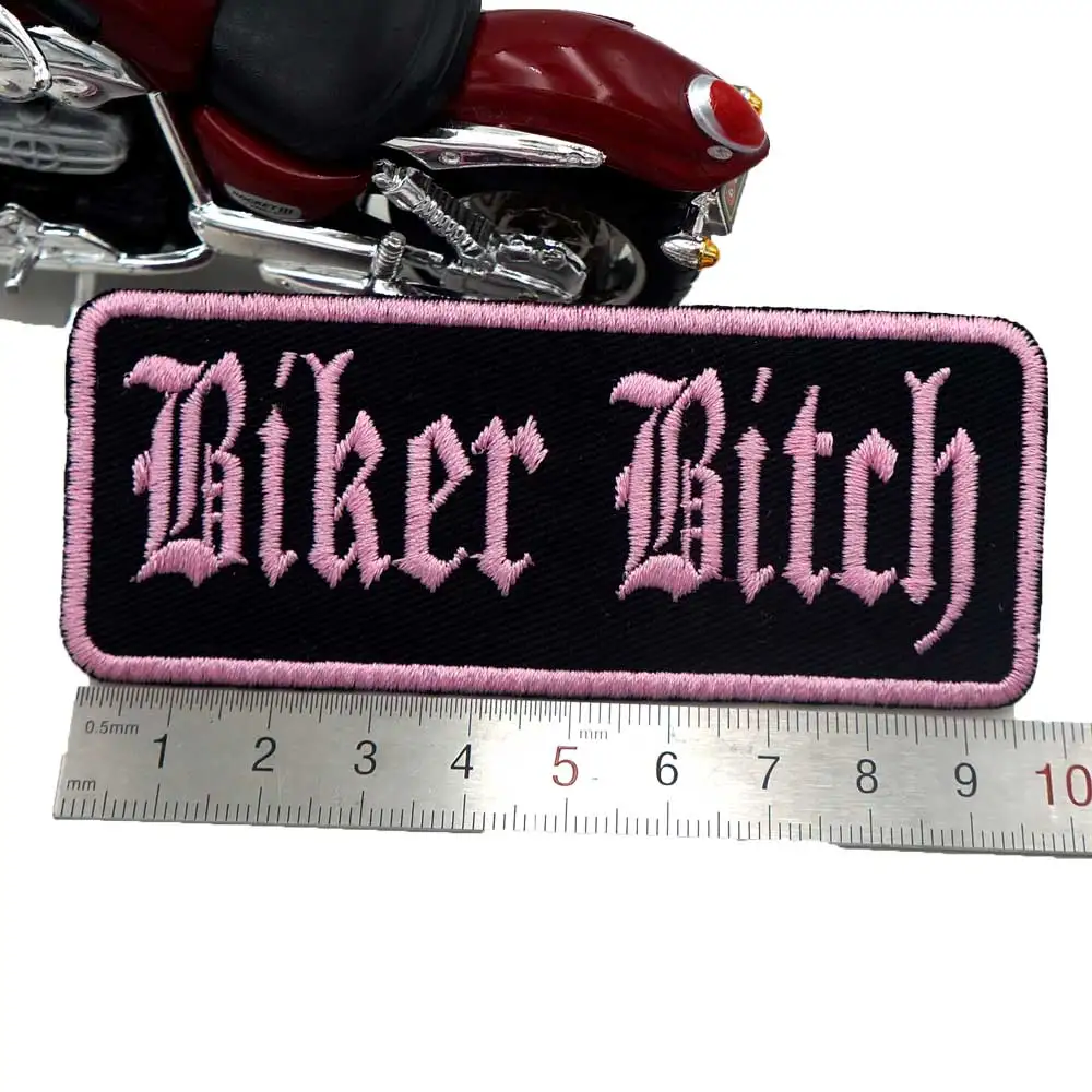 Байкер BITCH Именные Бирки вышитые в байкерском стиле из ПУ искусственной кожи