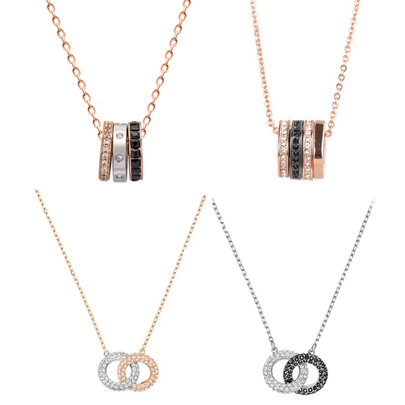 

APM SWA High Quality Elegant Multi-ring Necklace Temperament Versatile Clavicle Chain Gift For Friends