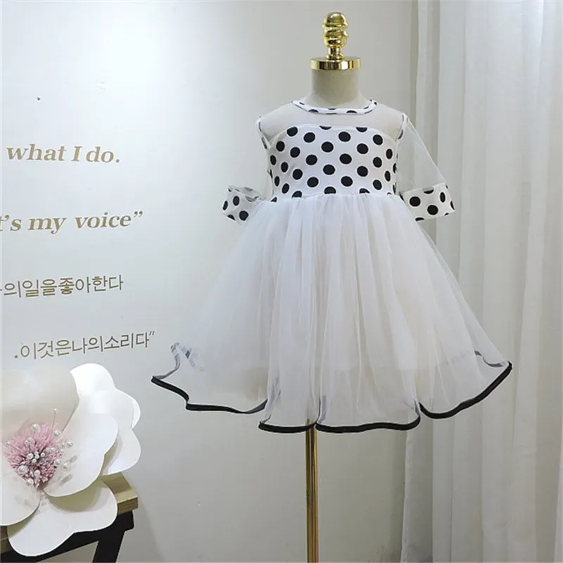 Милые кружевные платья для девочек 2020 летнее платье принцессы в горошек без