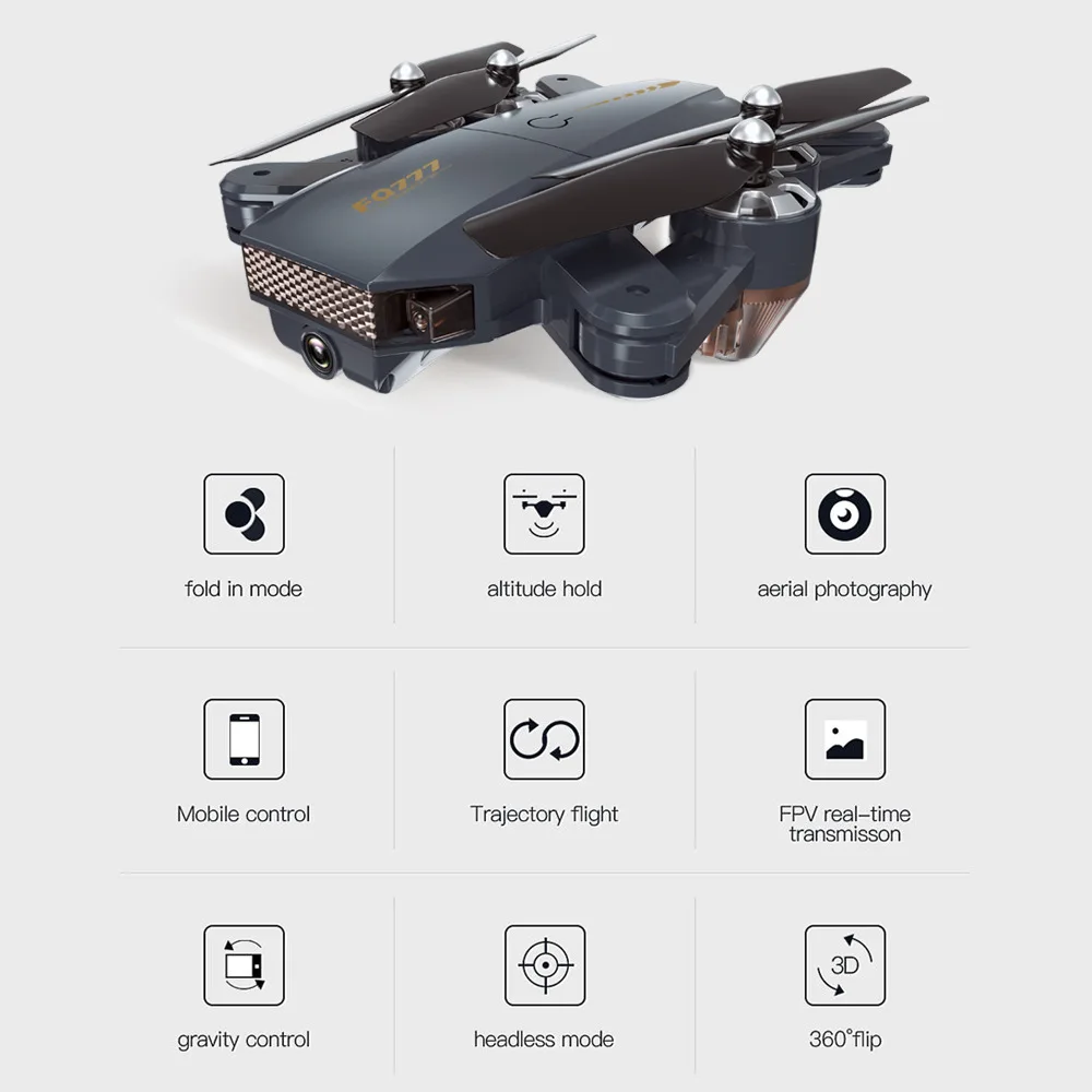 Радиоуправляемый Дрон FQ777 Квадрокоптер Wi Fi FPV Дроны с широкоугольной HD камерой