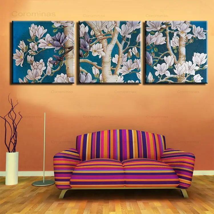 

3 Pieces Wall Art Sets Print On Canvas The Flower Oil Painting Print Posters Decoration For Living Room Free Shipping No Frame