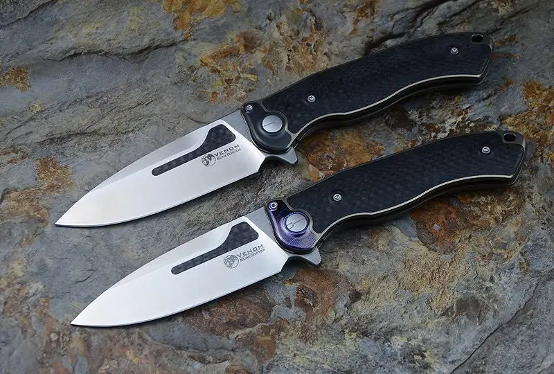 Нож Kevin John Venom M390 Bone Doctor Ti ручка из углеродного волокна с цирконием тимаскус
