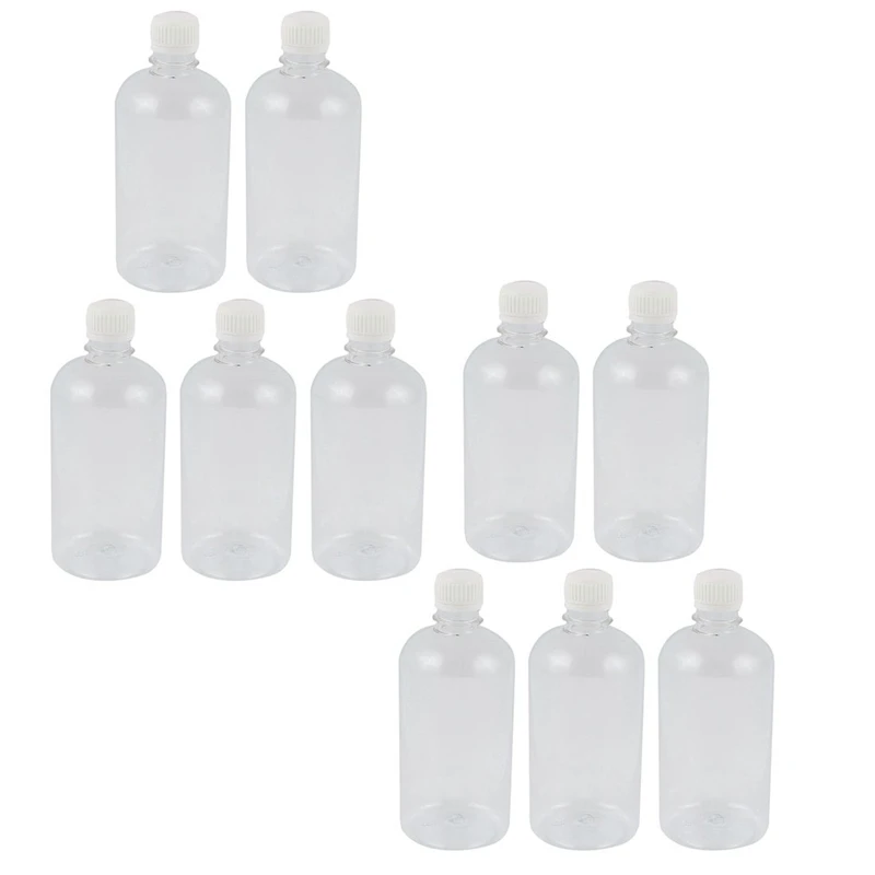 

10Pcs 500ml Clear Plastic Lab Seal Reagent Bottle Chemical Graduation Sample Bottle