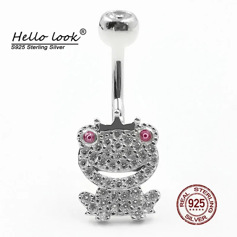 

Милый пирсинг для пупка HelloLook с лягушкой, кольцо из стерлингового серебра 100% пробы с кристаллами, ювелирные изделия для пирсинга тела, аксес...