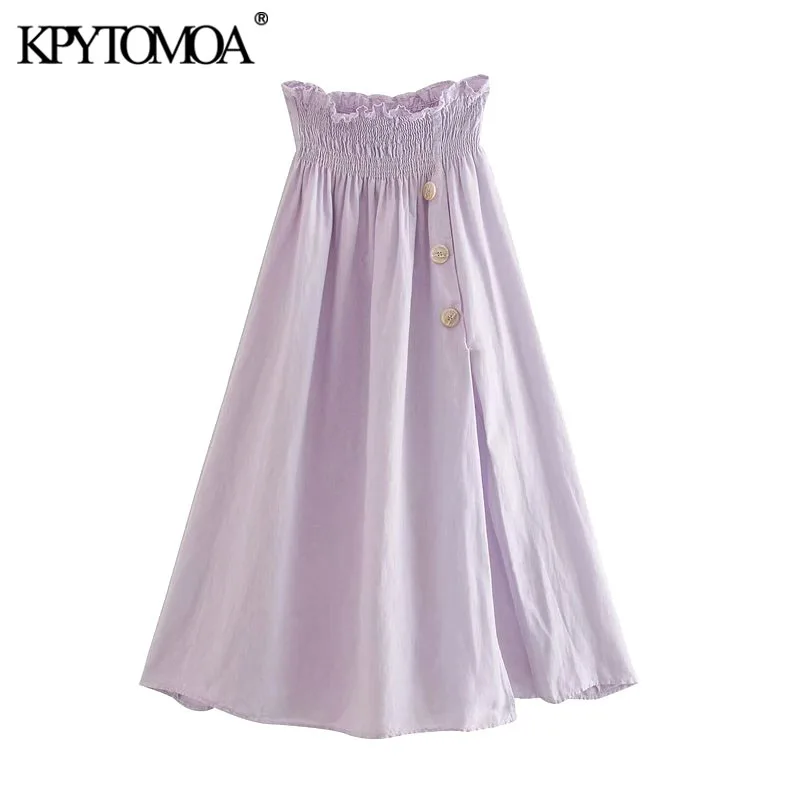 Женская плиссированная юбка KPYTOMOA винтажная миди с пуговицами и высоким