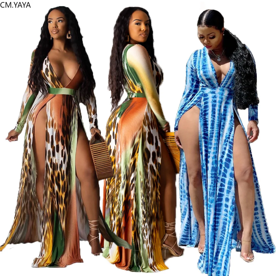 Женское облегающее платье макси с глубоким V образным вырезом и высоким