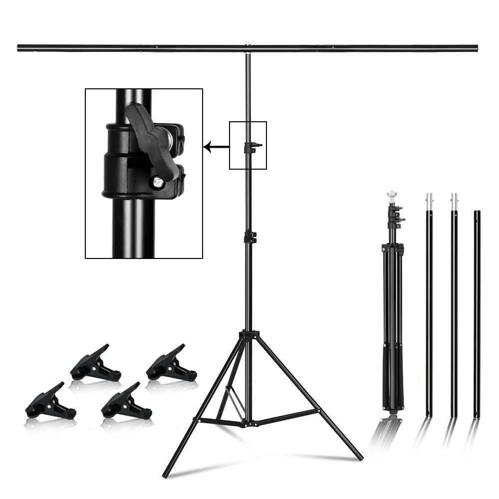 

T-shape Metal Backdrop Background Stand Frame Support Multiple Sizes For Photography Photo Studio Video Cromakey Green Screen