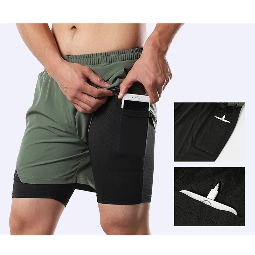 

Men's Cycling Running Shorts With Double Four Seasons Lining Thigh Air Holes Breathable Outdoor Sports MTB Cycling Running Short