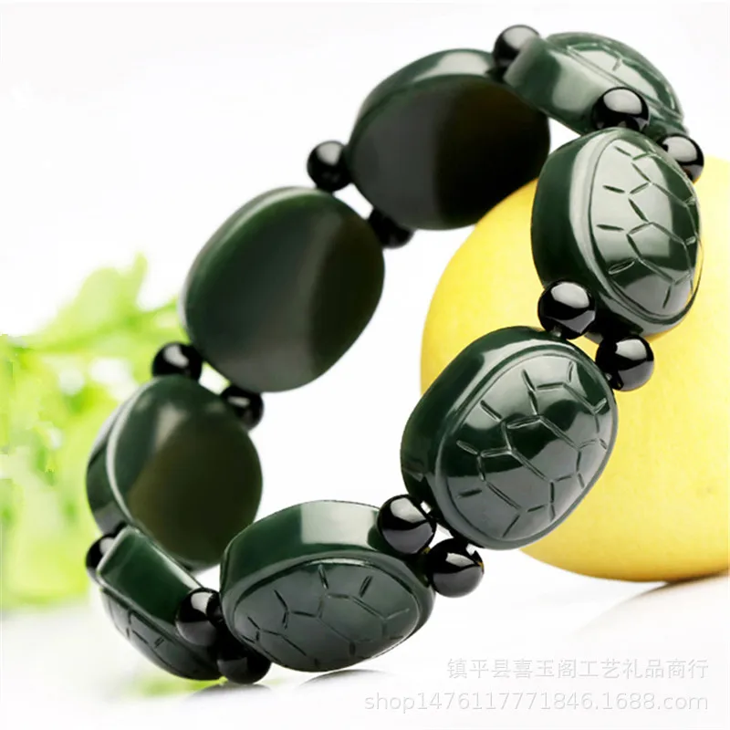 

Natural Hetian Jade Tortoise shell Bracelet Charm Jewellery Fashion Accessories Hand-Carved man woman luck Amulet Gift New