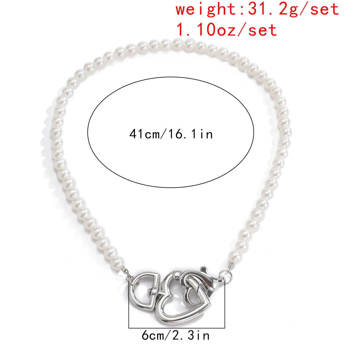 

Lacteo Boho Love Heart Pendant Heart Button Necklace Summer Beach Imitation Pearl-Chain Choker Necklace Statement for Women Gift