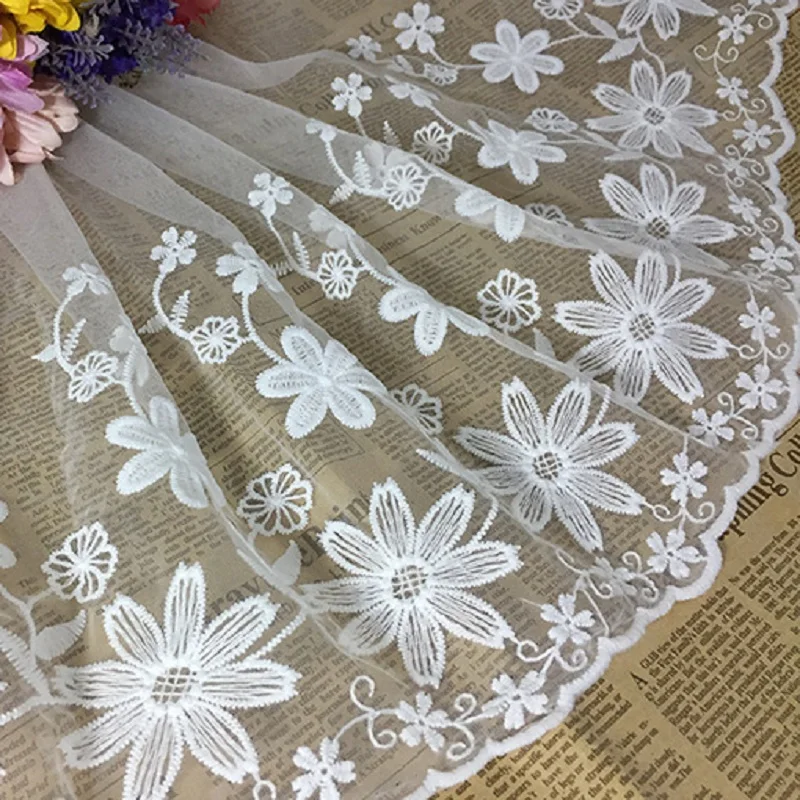 Распродажа Цветочные кружевные ткани ленты с отделкой Тюлевое платье Сделай Сам