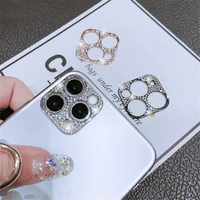 fashion 3d crystal glitter stone for iphone 11 mini 12 13 pro max luxury bling diamond lens protection camera protector pc cover