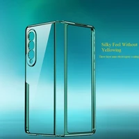 precise hole position folding screen phone cover plating frame protection shell clear hard pc back case for galaxy z fold 2 3