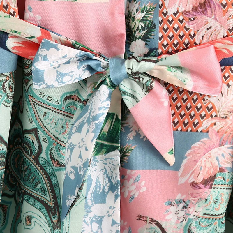 

Zoulv 2021 Spring and Autumn Women's V-neck Long Sleeve Belt Decorative Shirt Casual Printed Plus Size Woman Tshirts