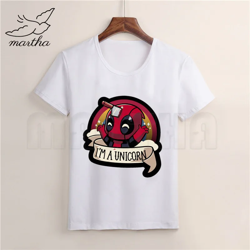 Дэдпул я Единорог белая футболка для маленьких девочек летние повседневные