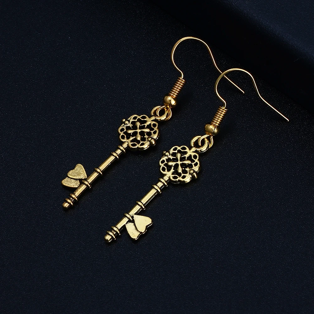 Женские трендовые серьги подвески в форме ключа античные посеребренные стиле