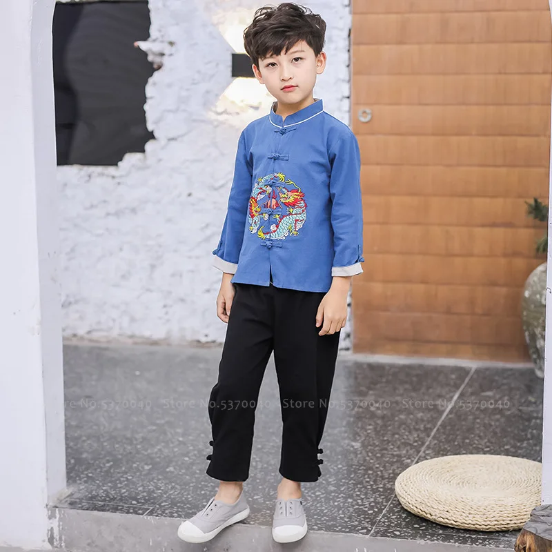 Детский костюм для мальчиков Осенний комплект из топа и брюк с длинным рукавом