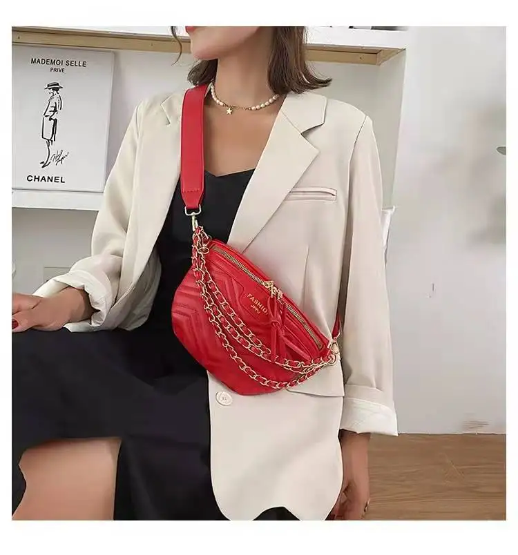 

Luxury female bag new texture small bag messenger shoulder chain soft leather simple waist bag wallet