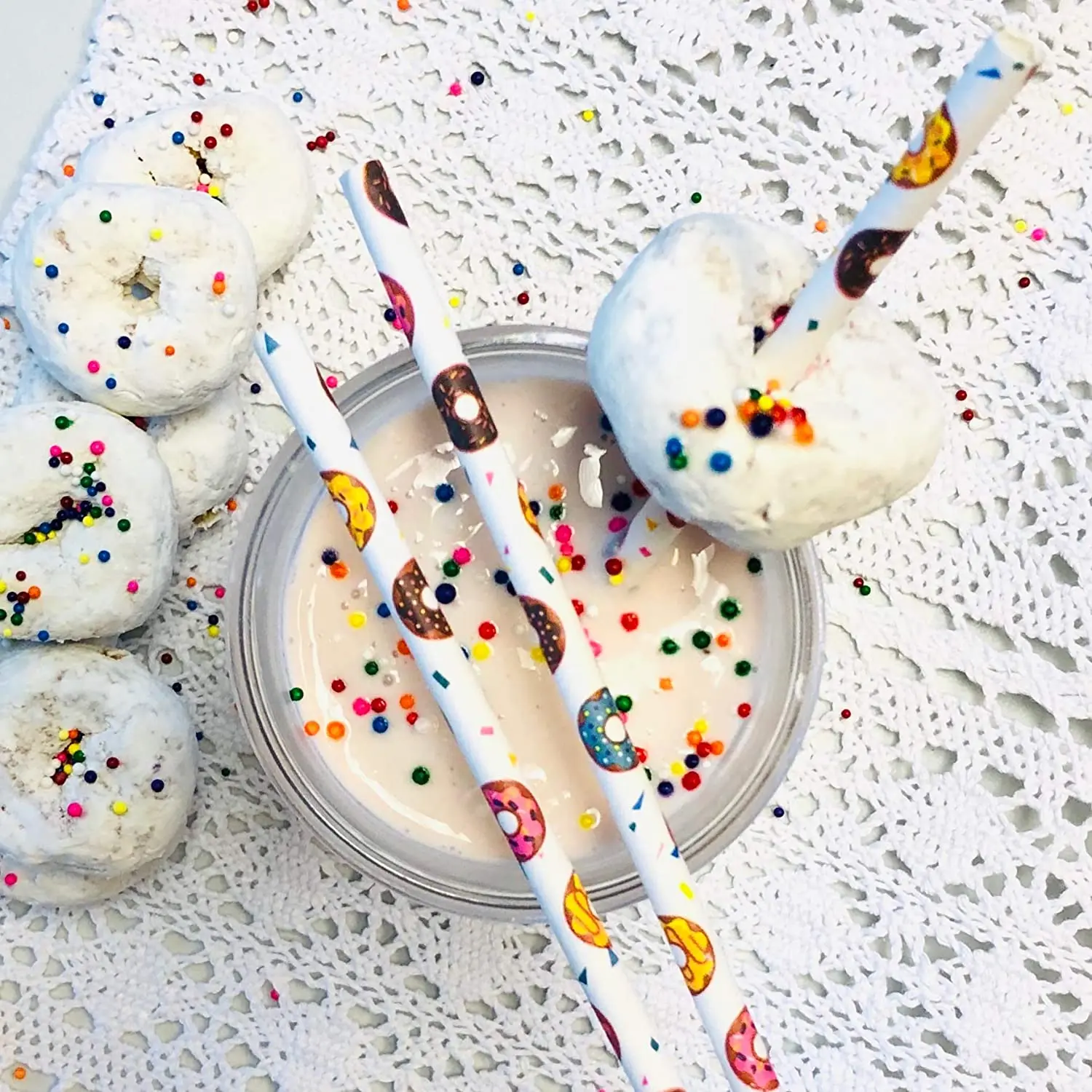 200 шт. желтые розовые синие коричневые бумажные соломинки в форме пончика цветные