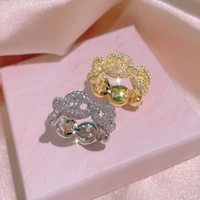 exaggerated full diamond aaaa zircon ring gold and silver two color jewelry line cross ring couple ring womens party jewelry