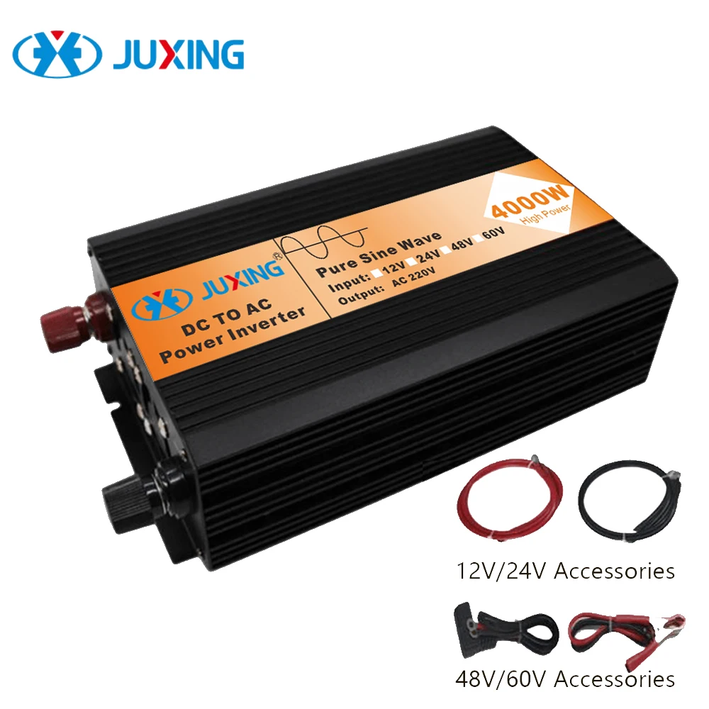 JUXING 4000W Power Inverter DC12V/24V/48V/60V to AC220V Converter Can Load Air Conditioner/Rice Cooker/Refrigerator for Vehicle