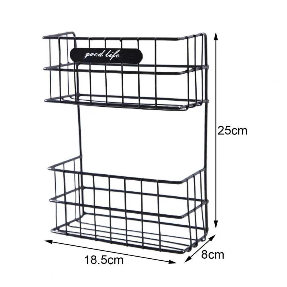 

Storage Rack Dual-layer Easy to Install Wrought Iron Practical Bathroom Organizer for Shampoo