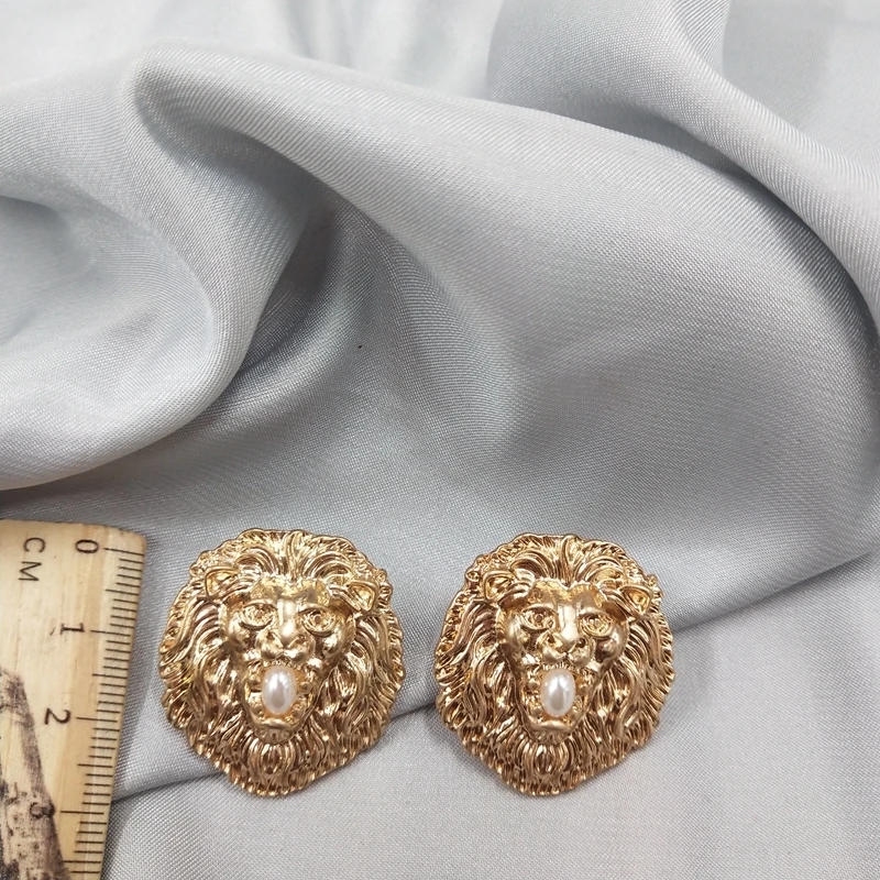 Vsco металлические серьги-гвоздики с головой льва тигра животных минималистичные