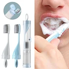 Новый портативный дорожный мягкий набор зубных щеток креативная Ортодонтическая зубная щетка 2 в 1 Складная цельная зубная паста