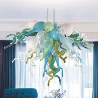 modern chain pendant light warm art glass flower chandelier led lights murano glass chandelier living room decoration