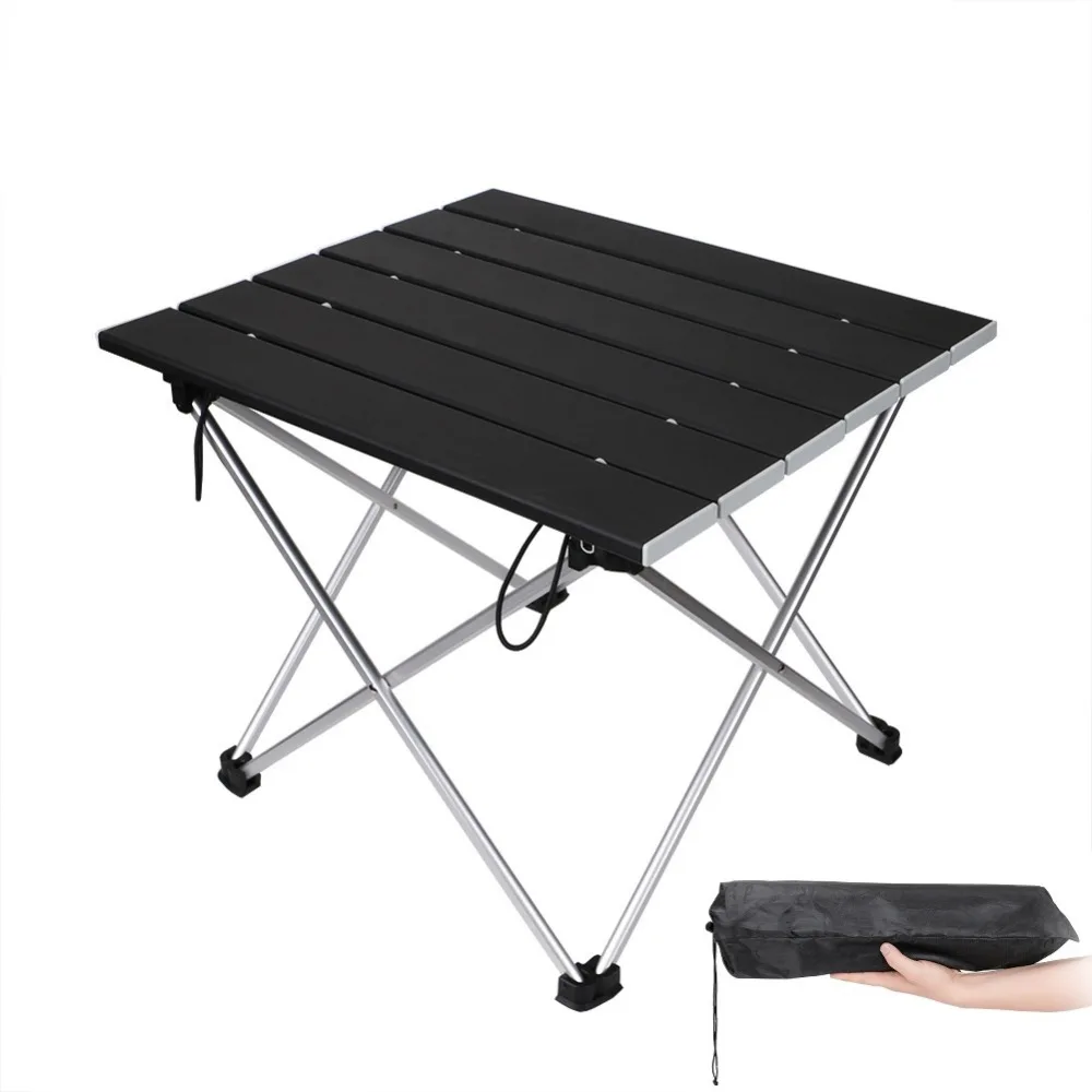 

Garden Outdoor Furniture Black Square Folding Tables with Pouch Camping Outdoor Tables for Camping, Hiking, Picnic, Fishing, BBQ