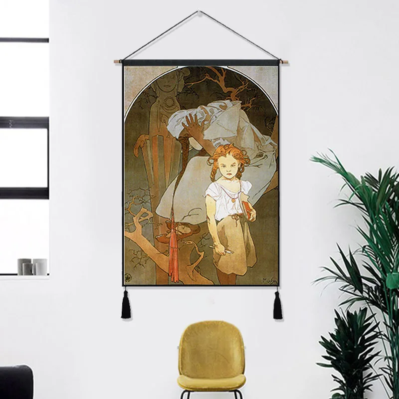 Slavic Gods Goddess Alphonse Maria Mucha Vintage Hanging Cloth Cotton Line Painting Poster Home Decor Wall Tapestry | Дом и сад