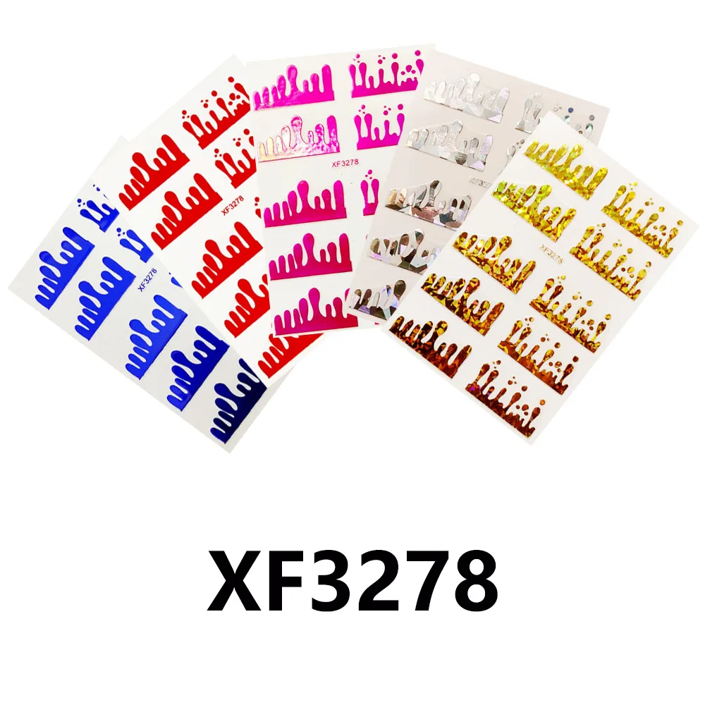 

5sheet/set 11 types Laser Nail Art Sticker Flame Red Golden Silver Decal Nail Decorations DIY Design Nail Art Decorations