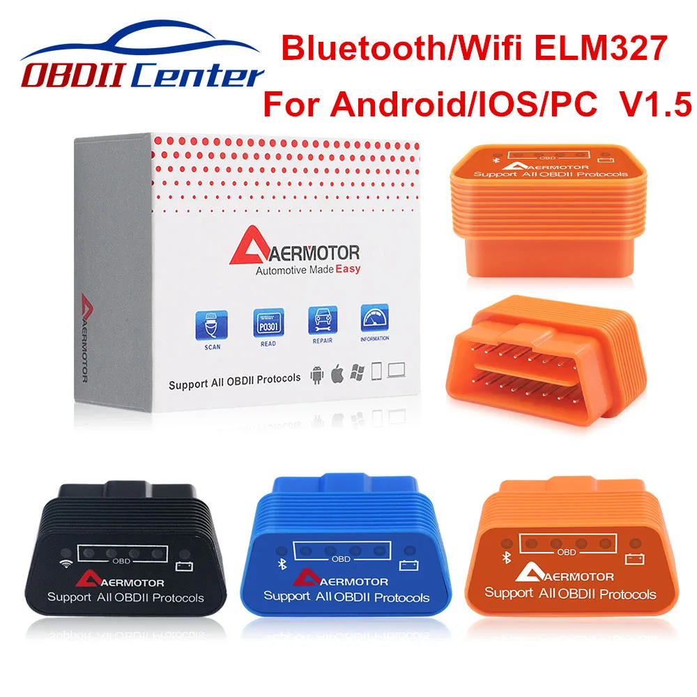 Aermotor Wifi ELM327 V1.5 Bluetooth 4,0 ELM 327 1,5 OBD2 диагностический сканер Android IOS Windows работает ELM327 адаптер