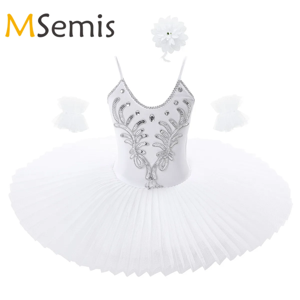 Детское балетное платье трико для девочек Сетчатое пачка с блестками и бусинами