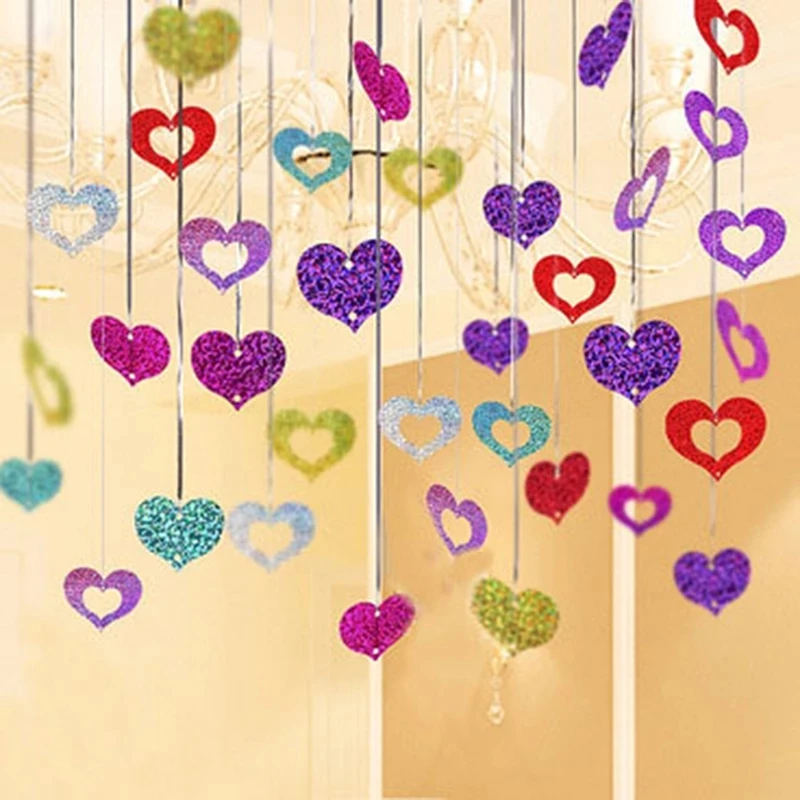 

100pcs/lot Red Heart Shape Laser Balloon Pendant Sequins Romantic Gold Wedding Valentiens Day Birthday Party Room Decorations